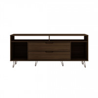 Manhattan Comfort 130GMC5 Rockefeller 62.99 TV Stand with Metal Legs and 2 Drawers in Brown